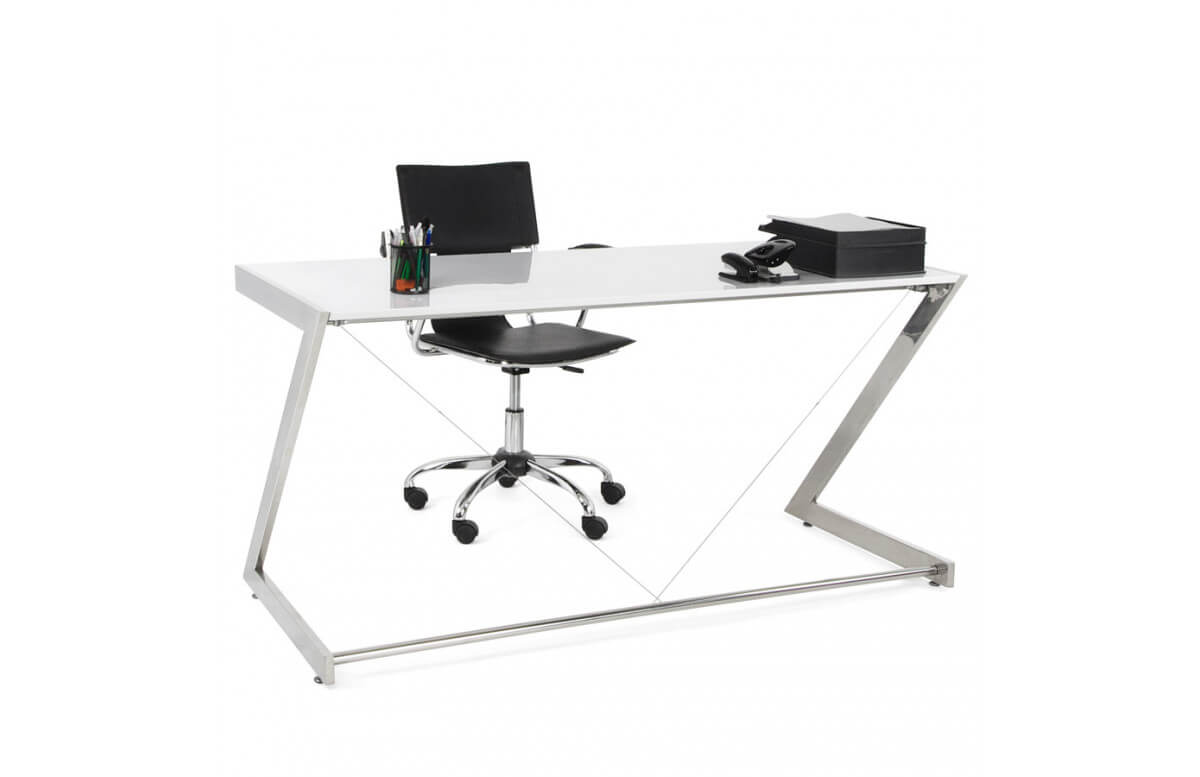 Bureau droit en bois blanc