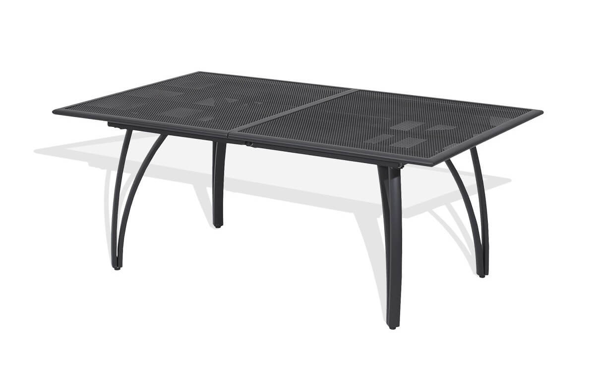 Table aluminium perforée à rallonge grise anthracite