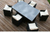 Salon de jardin Table et 6 fauteuils noirs