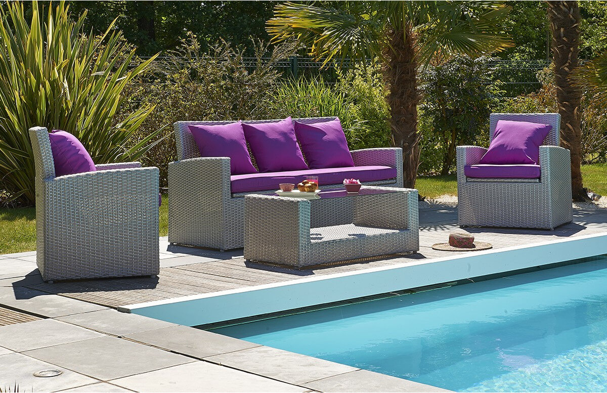 Salon de jardin 5 places avec table basse, canapé et 2 fauteuils ... Salon de jardin 5 places avec table basse, canapé et 2 fauteuils ...