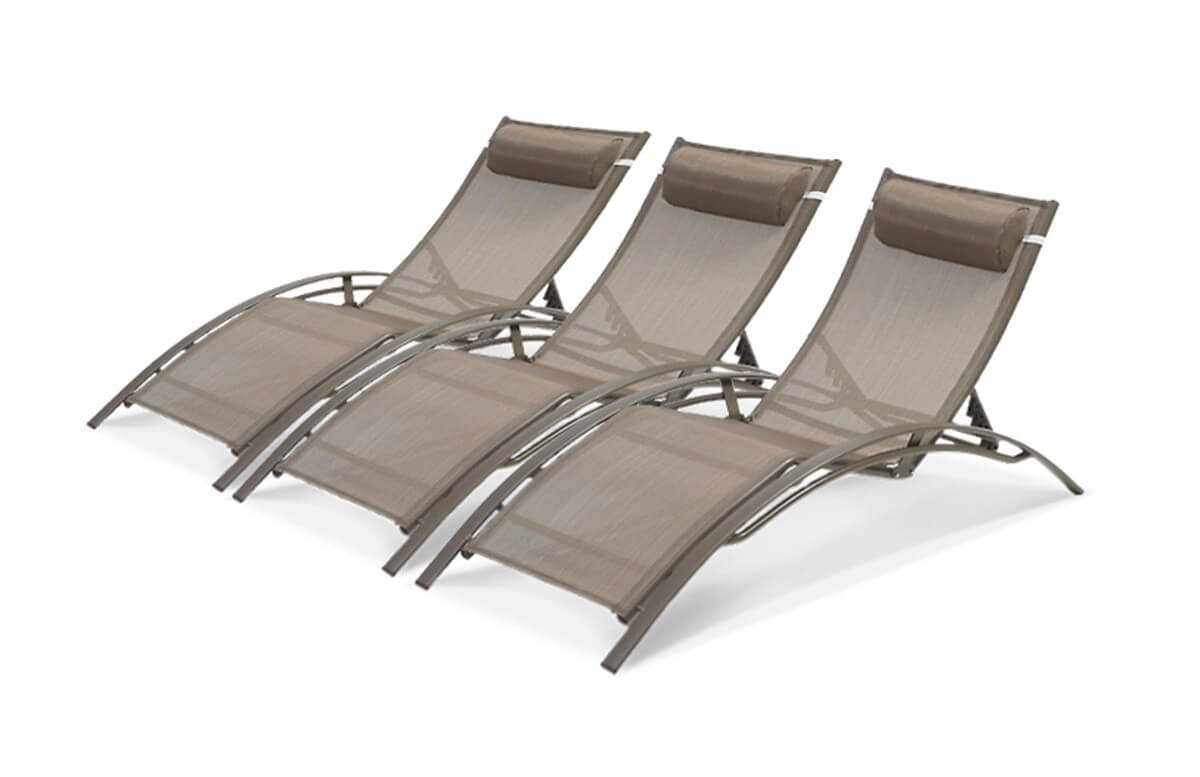 Lot de 3 Bains de soleil café Lot de 3 Bains de soleil café