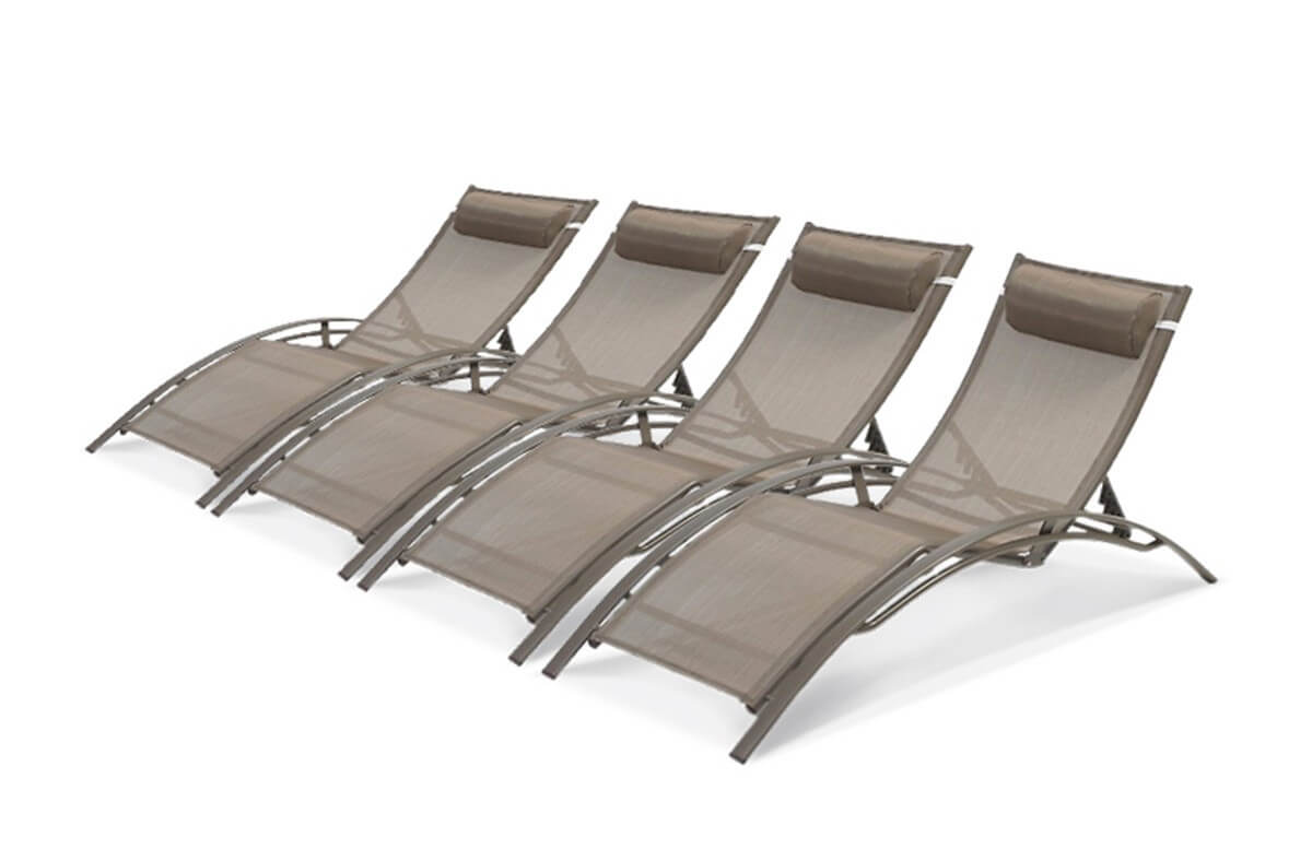 Lot de 4 Bains de soleil café Lot de 4 Bains de soleil café