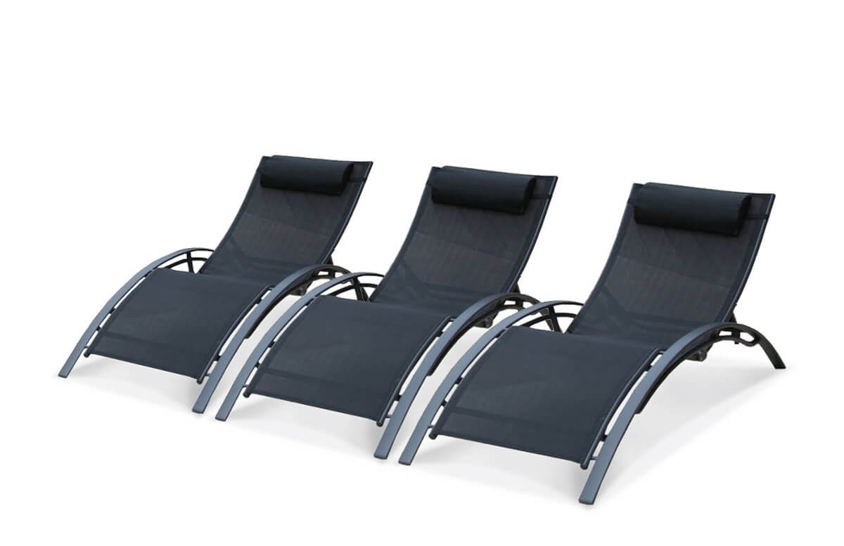 Lot de 3 Bains de soleil noirs Lot de 3 Bains de soleil noirs