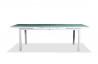 Table avec rallonge intégrée en verre et aluminium blanc