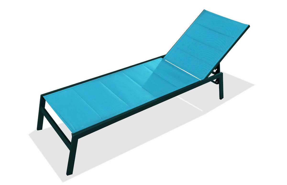 Bain de soleil chaise longue turquoise