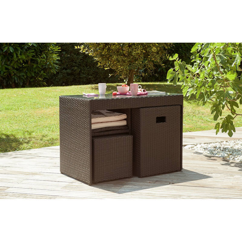 Salon De Jardin 2 Places En Resine Tressee Chocolat Le Reve Chez