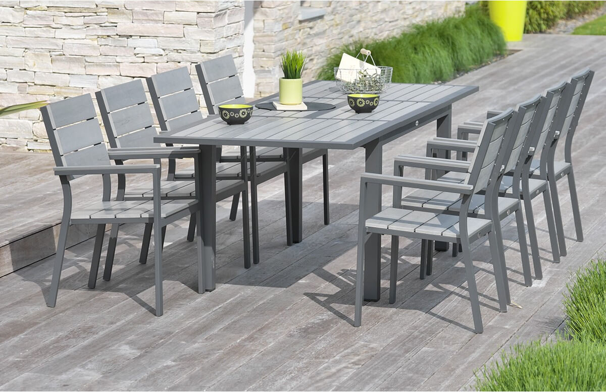 Table composite lames grises