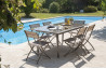 Table de jardin extensible rallonge papillon aluminium et plateau en verre pour 8 personnes DCB Garden