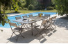 Table de jardin extensible rallonge papillon aluminium et plateau en verre pour 8 personnes DCB Garden