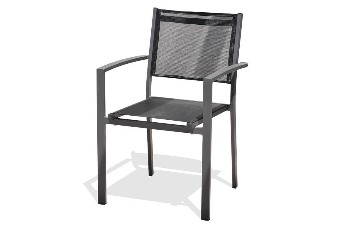 Fauteuil aluminium et textilène noir