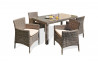 Ensemble table en verre transparent et 4 fauteuils assortis