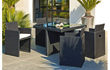 Salon de jardin design encastrable 4 places DCB Garden en résine tressée