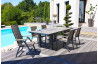 Salon de jardin avec 4 fauteuils aluminium et composite et 2 fauteuils multi-positions