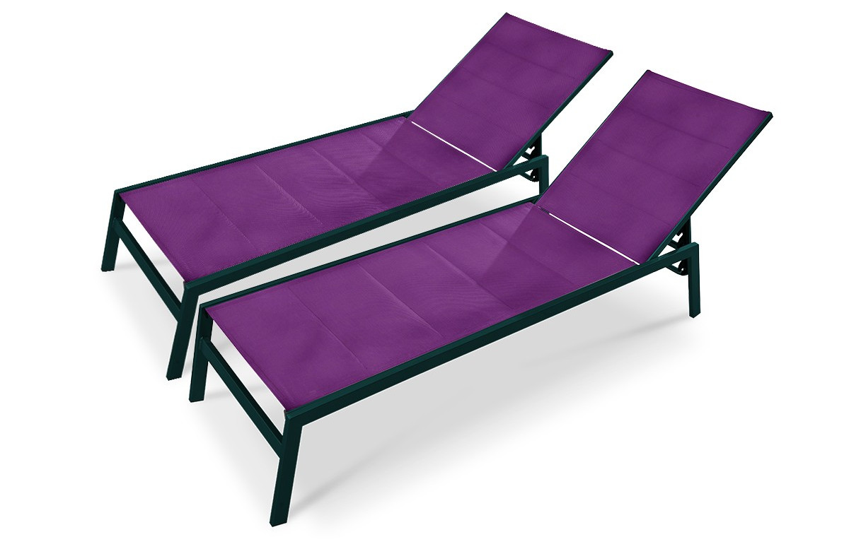Lot de 2 bains de soleil prune