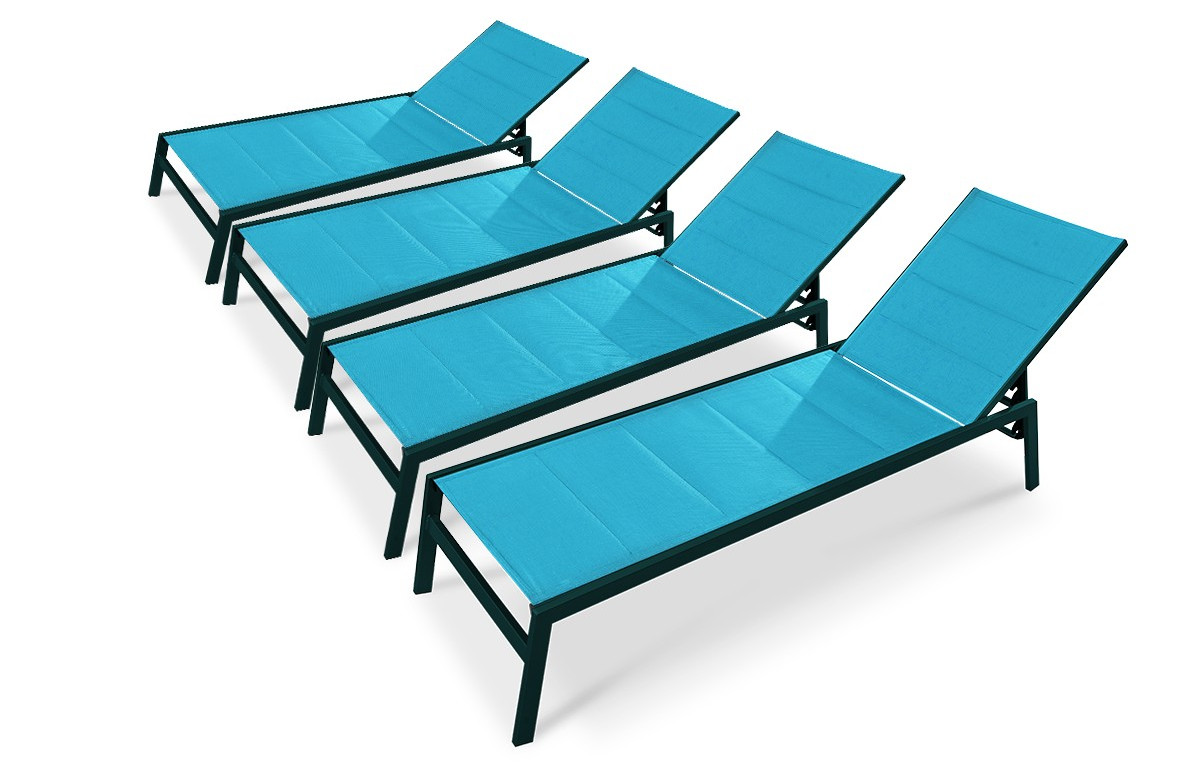 Lot de 4 bains de soleil turquoises