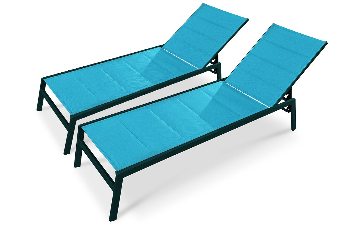 Lot de 2 bains de soleil turquoise