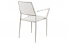 Chaise design blanche en inox et similicuir