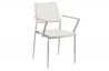 Chaise design blanche en inox et similicuir