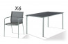Table Superstone gris foncé et 6 fauteuils