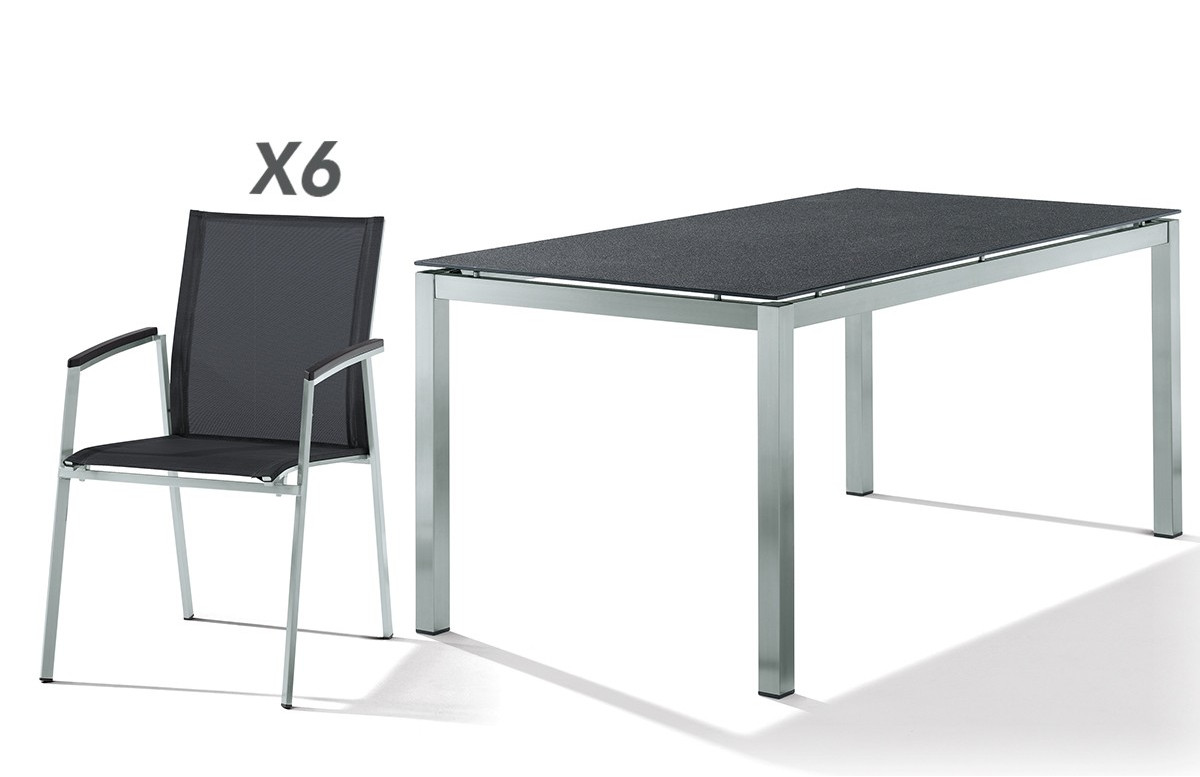 Table Superstone et 6 fauteuils
