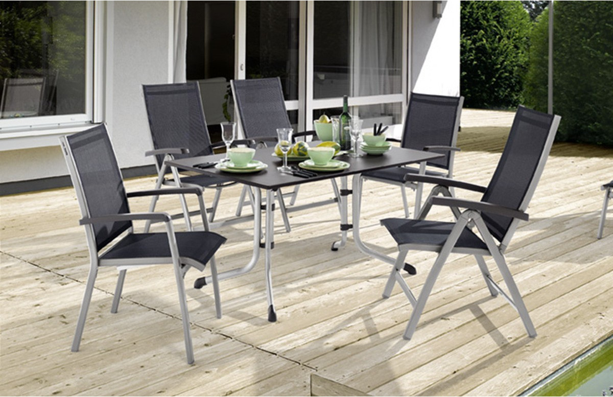 Table Puroplan anthracite et 6 chaises