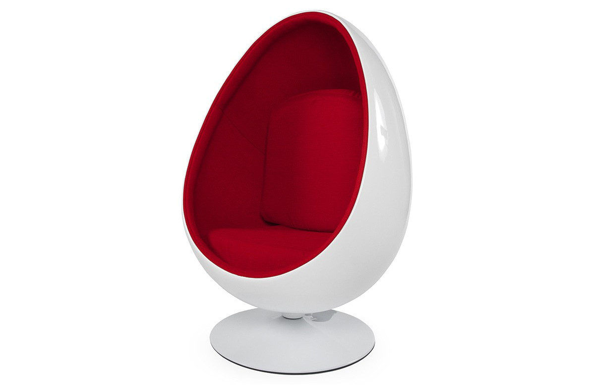 Fauteuil Design Oeuf Blanc/Rouge