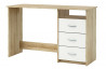 Bureau 1 niche/3 tiroirs couleur chêne brossé/blanc perle