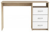 Bureau 1 niche/3 tiroirs couleur chêne brossé/blanc perle