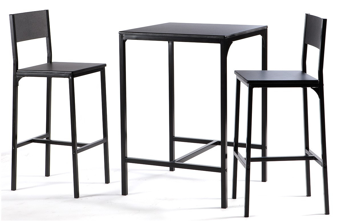 Ensemble d'une table et 2 chaises noires
