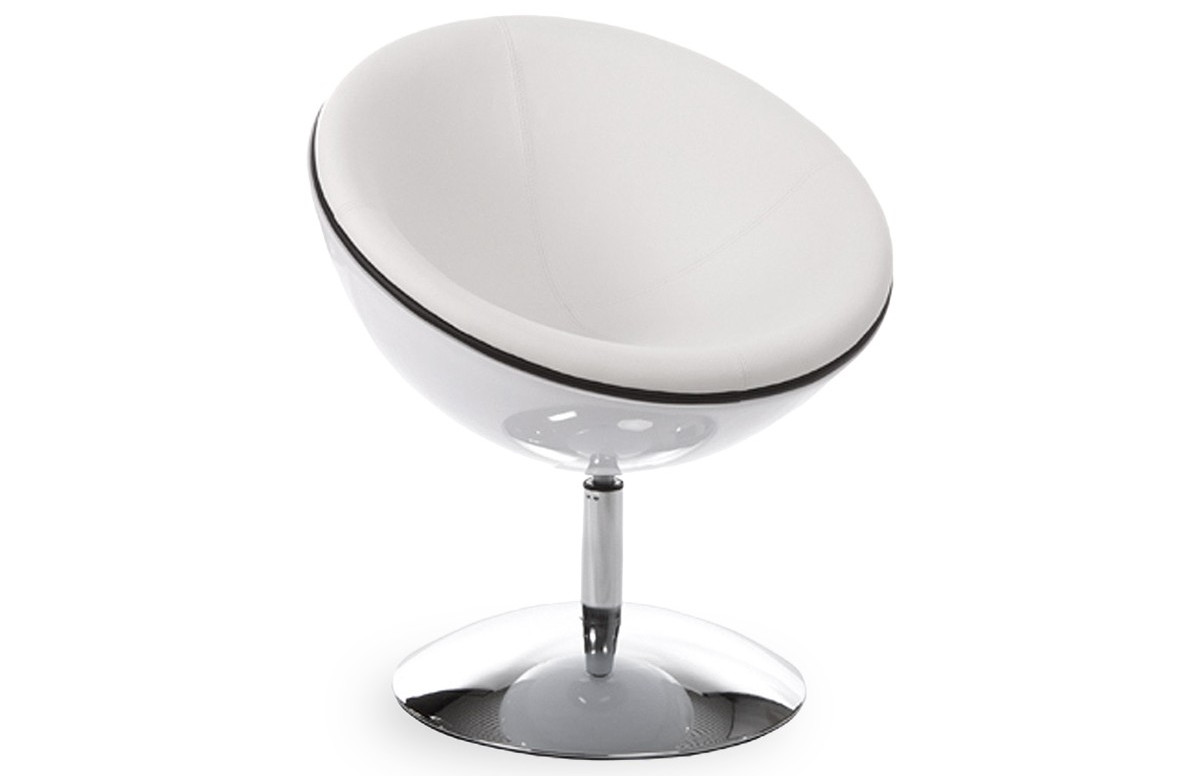 Fauteuil Design Boule Blanc/Blanc