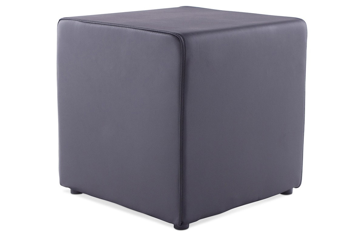 Pouf en cuir capitonné noir