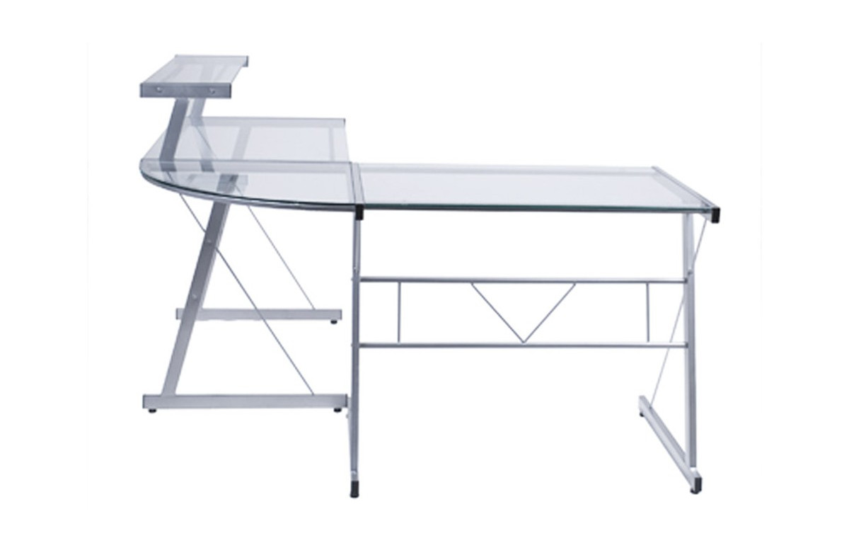 Bureau d'angle design verre transparent