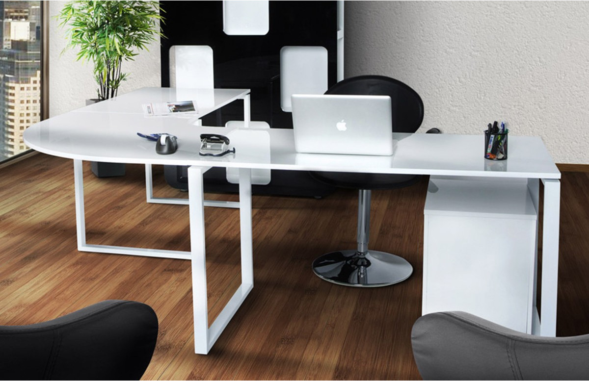 Bureau d'angle design blanc