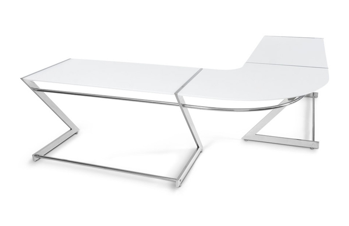 Bureau design d'angle transparent blanc