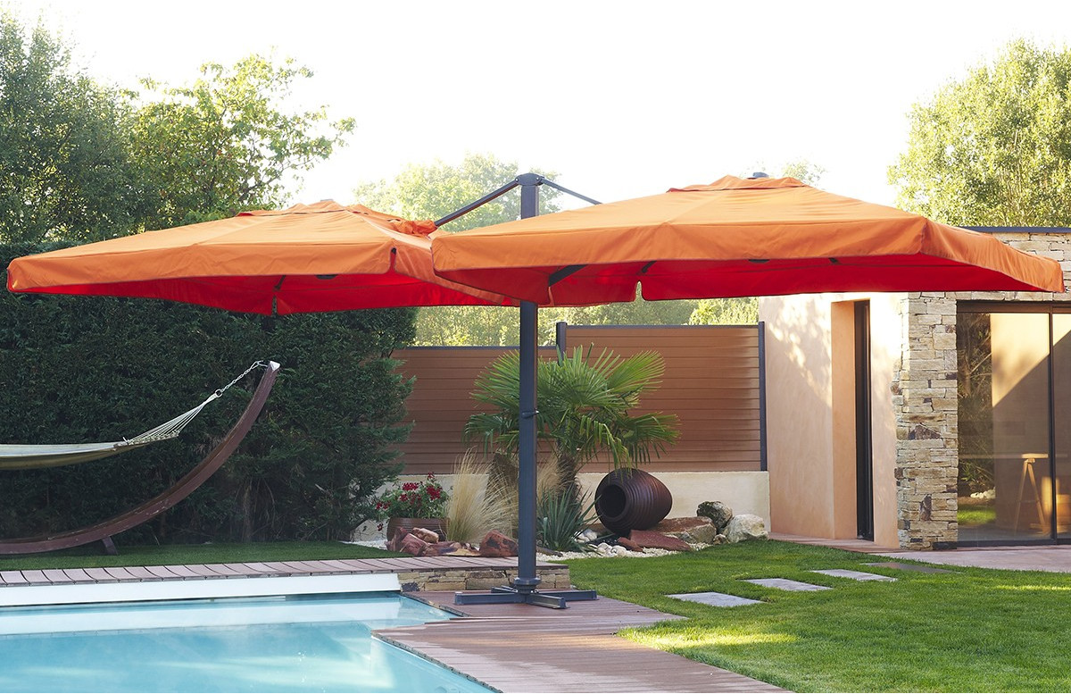 Parasol double en aluminium orange