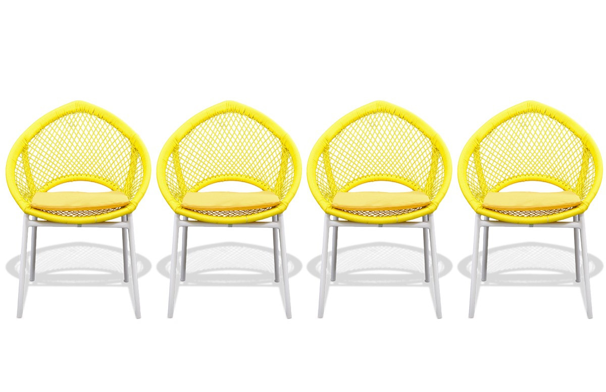 Lot de 4 Chaises jaunes