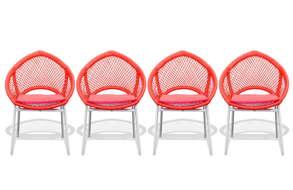 Lot de 4 Chaises rouges