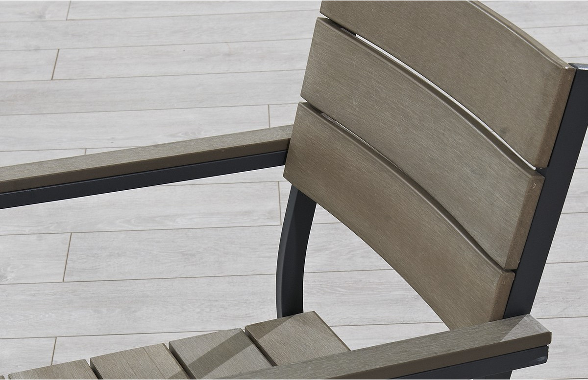 Fauteuil aluminium gris et bois composite