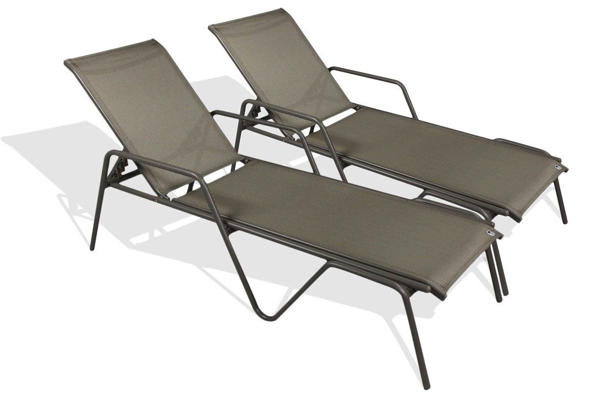 Lot de 2 Bains de soleil café