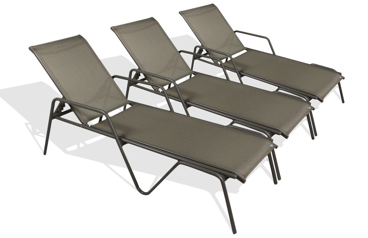 Lot de 3 Bains de soleil café