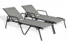 Lot de 2 bains de soleil textilène gris aluminium noir