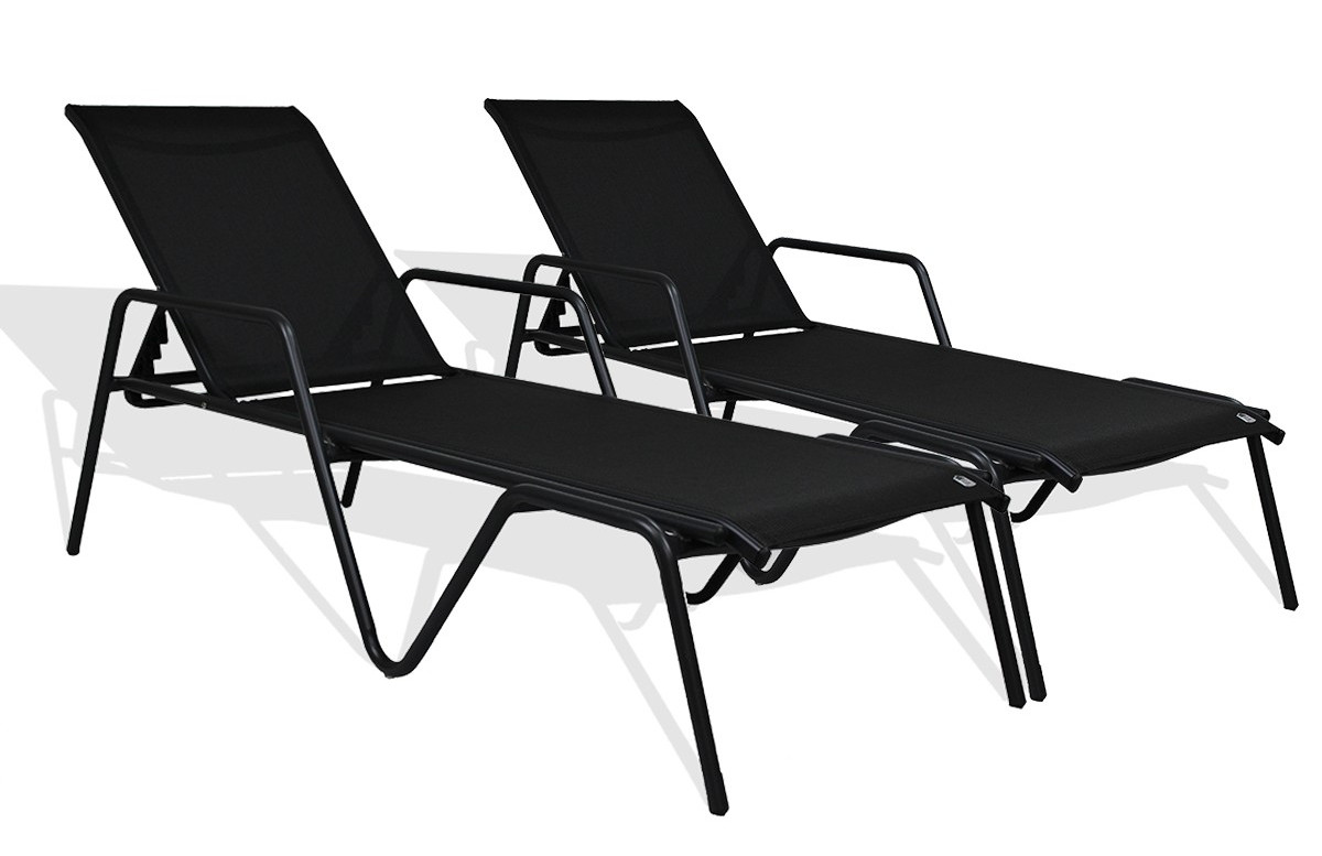 Lot de 2 Bains de soleil noir