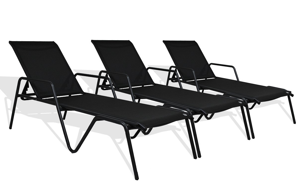 Lot de 3 Bains de soleil noirs