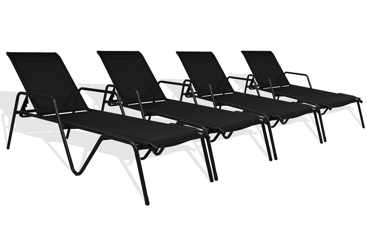 Lot de 4 Bains de soleil noirs