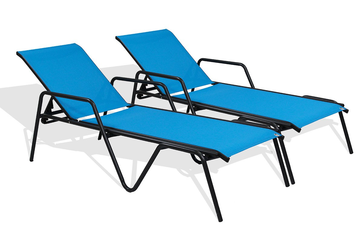 Lot de 2 Bains de soleil turquoise
