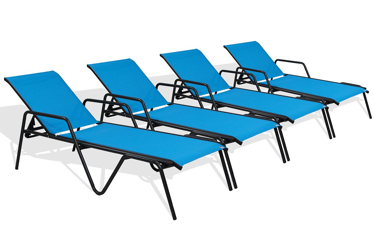 Lot de 4 Bains de soleil turquoises