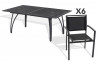 Ensemble table et 6 fauteuils aluminium et textilène noir