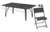 Ensemble table et 6 chaises pliantes aluminium et textilène