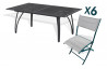 Ensemble table et 6 chaises pliantes aluminium et textilène gris