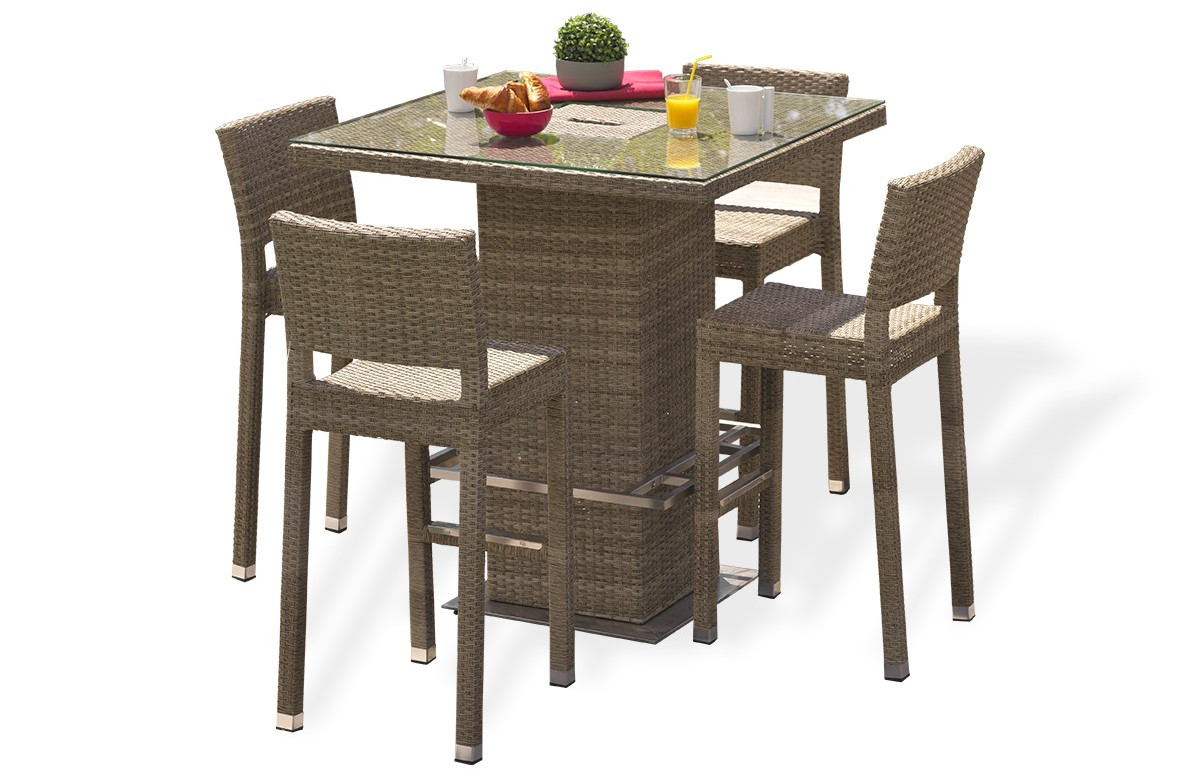 Ensemble table et 4 chaises haute marron